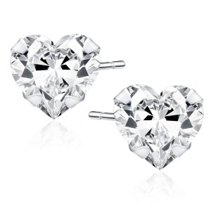 Cercei argint cu inimioare 6x6 mm DiAmanti 1CH6ER_W-DIA (Argint 925‰ 0,8 g.)